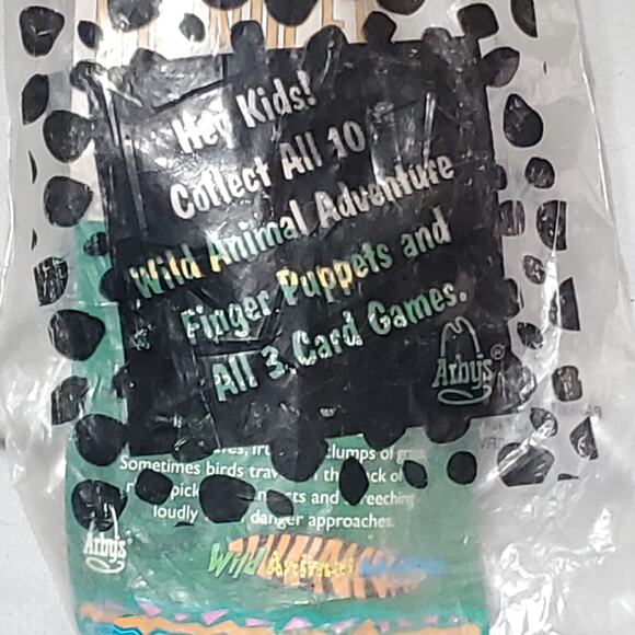 1999 Arbys Wild Animal Adventure Finger Puppets Rhino New in Package - Picture 2 of 2